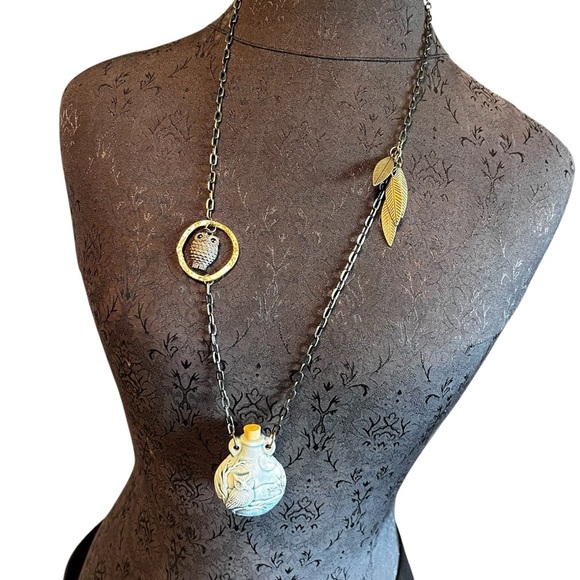 Vintage Owl Snuff Oil Bottle Pendant 17” - Picture 7 of 7